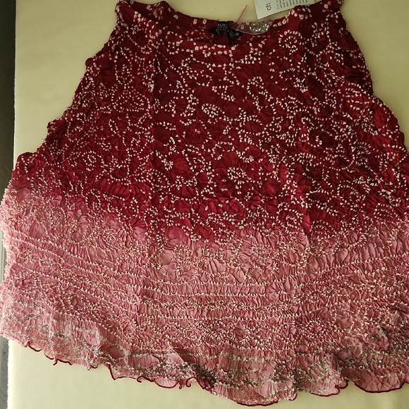 Chaundry Dresses & Skirts - Chaudry Pink Ombre Knee Length Boho Chic Ruched Skirt Bottom Size M